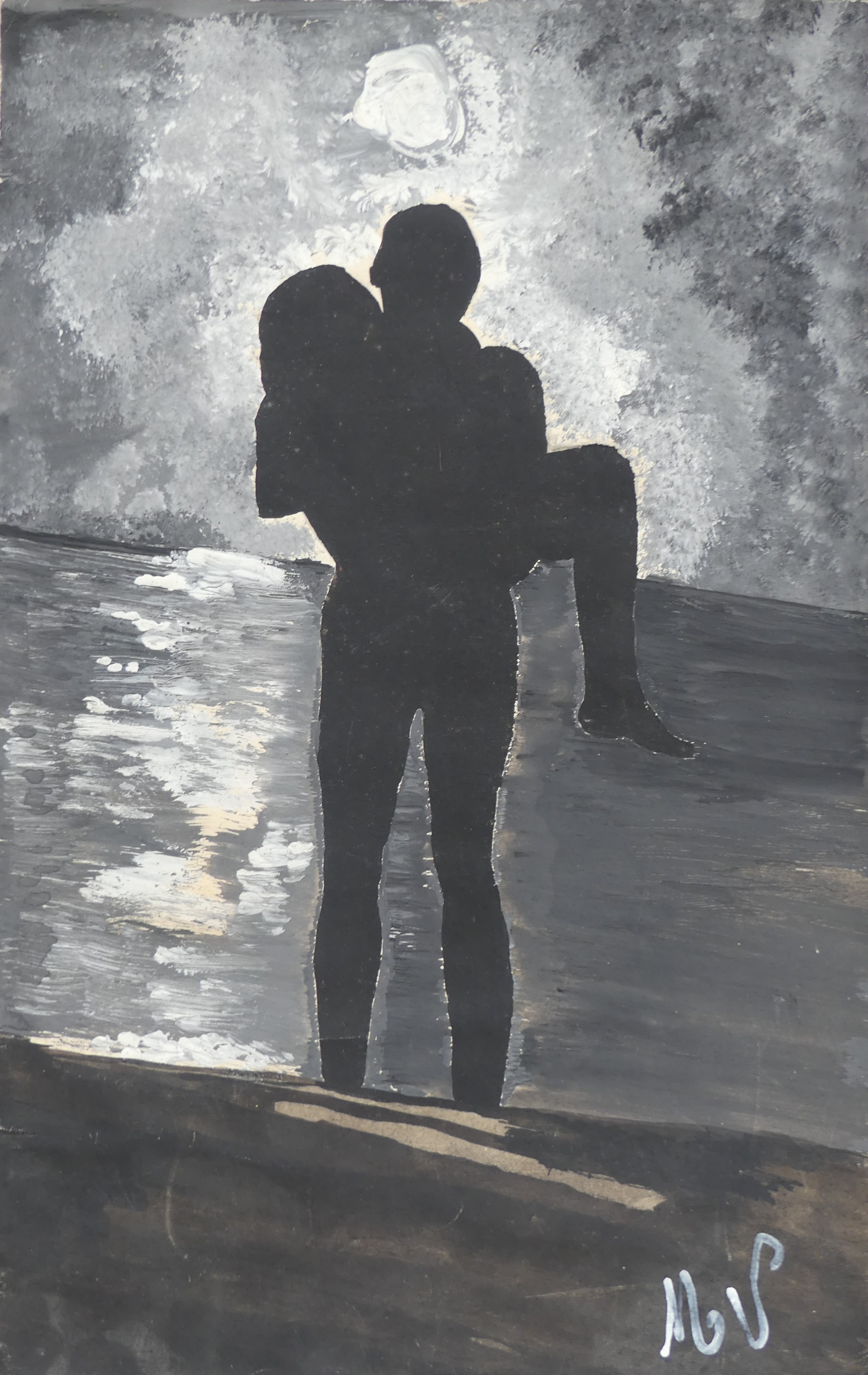 Couple facing the sea...2000 (18cm/29cm)
Gouache on paper.