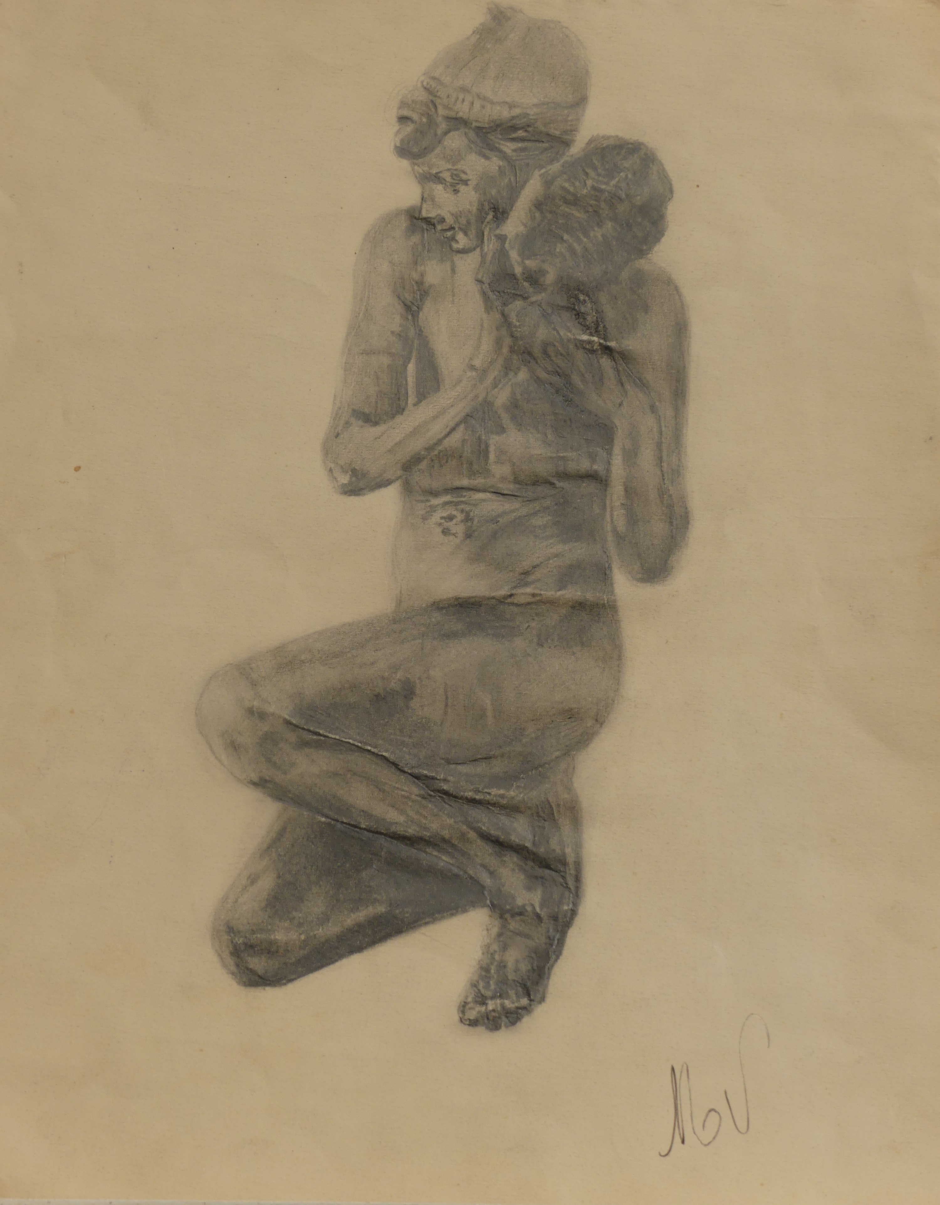 Shell Fisherman...inspired by a sculpture by Jean-Baptiste Carpeaux
1997 (24cm/35cm)
Pencil on paper.